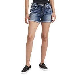 Silver Jeans Co. Women's Suki Mid Rise Short, Med Wash Ecf388, 26