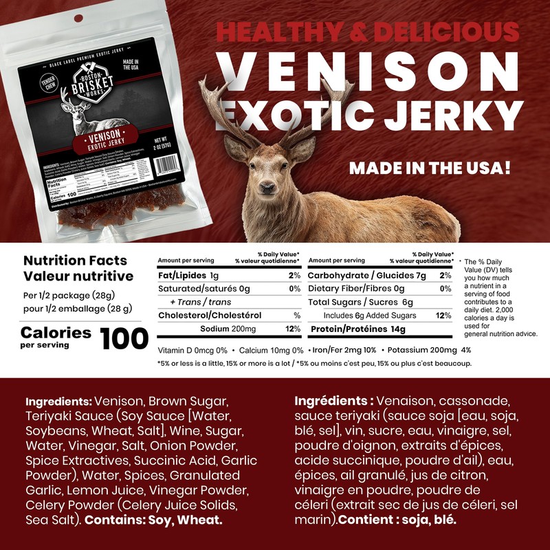 VENISON JERKY – 100% Venison Meat - Exotic Wild Game