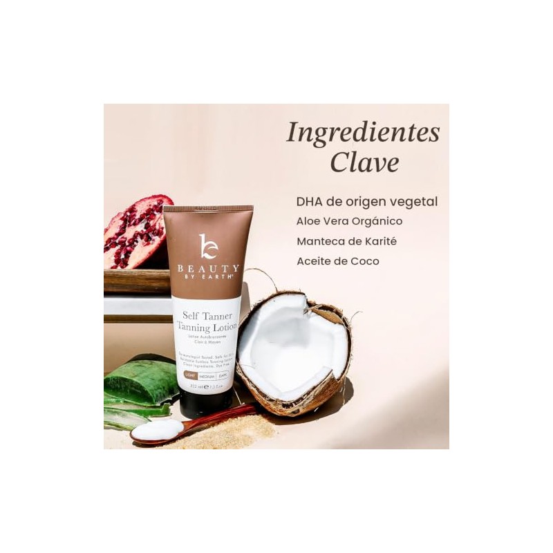 Beauty by Earth- Loción autobronceadora bronceadora - Con ingredientes naturales