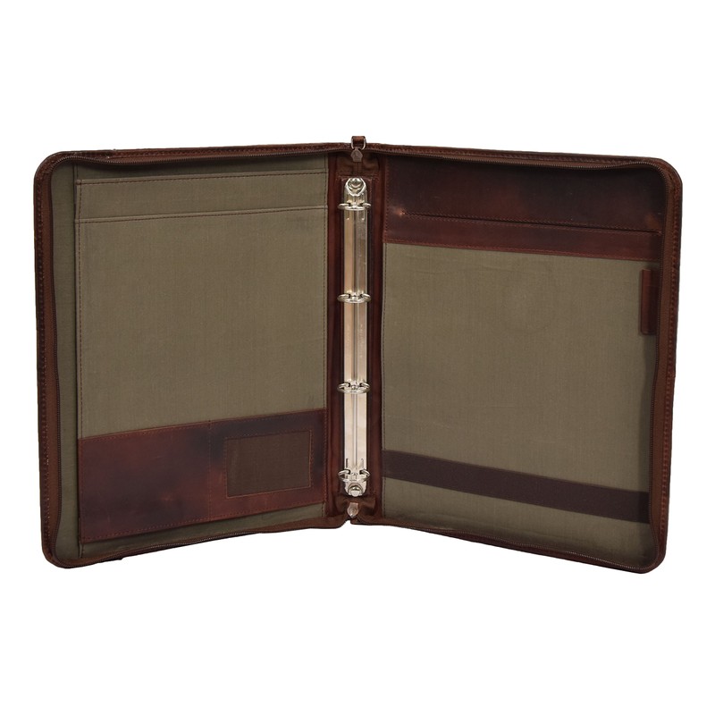 Leather Folio Case Portfolio Detachable Ring Binder Documents Holder Falkirk