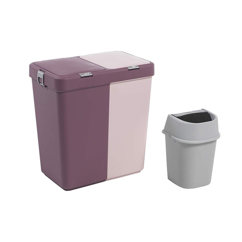 Mabel Home Plastic Laundry Basket with Lid, 2 Sections, Large