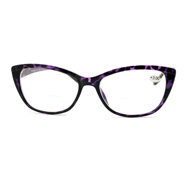 Lentes transparentes con lente de lectura bifocal, para mujer, Púrpura/Ombre Force., Talla unica