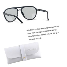 ANDWOOD Photochromic Retro Polarized Aviator Sunglasses for Women Men Classic 70s Vintage Trendy Square Aviators