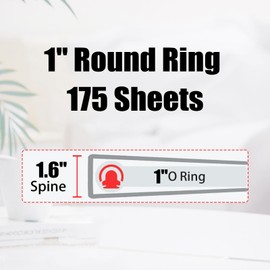 EYROZILL Small Binder 1 Inch Ring for Half Letter Paper 5.5" x 8.5", Mini Binders with 5-Tab Dividers for School Office Supplies and Home, Mountan Path