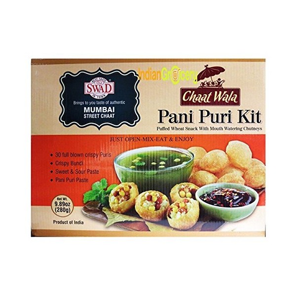 Swad Pani Puri Kit (Puffed Wheat Snack with Mouth Watering Chutneys) - 9.89 Ounces, 280 Grams