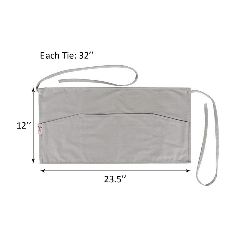 GNEGNI 3 Pockets Waist Apron-Waitress Waiter Server Apron Short Half