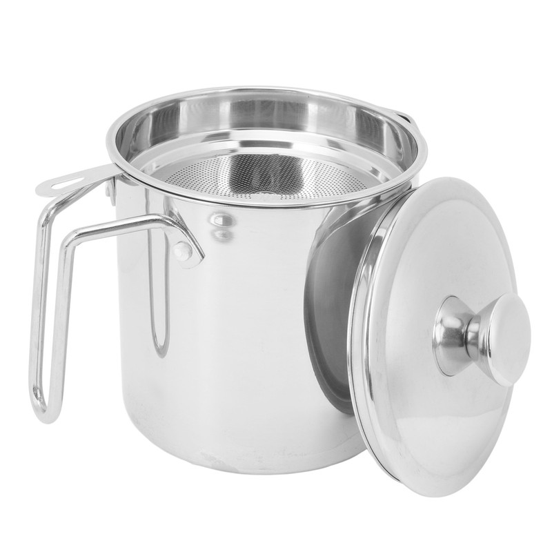 Grease Container 304 Stainless Steel Dustproof Large Capacity Fine Strainer
