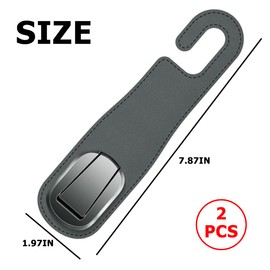 Zpana Car Headrest Hooks, 2PCS Leather Vehicle Seat Hangers for Handbag Coat Umbrellas, Multifunctional Automotive Hanging Storage Organizer Accessories, Universal for SUV, Sedan, Truck (Dark Gray)