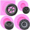 Mujiang 3D Round Tire Fondant Mold Truck Wheel Silicone Molds