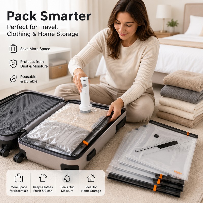 10-Piece Vacuum Storage Bag Set for Travel – Reusable Compression