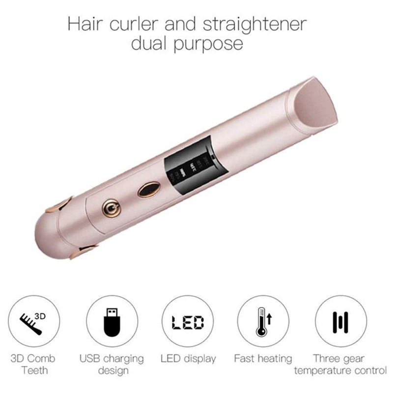 Portable Wireless Hair Straightener USB Rechargeable Ceramic Straightener for Home
