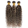 P4613 Bundles Highlight Curly Wave Human Hair Bundles Ombre Brown