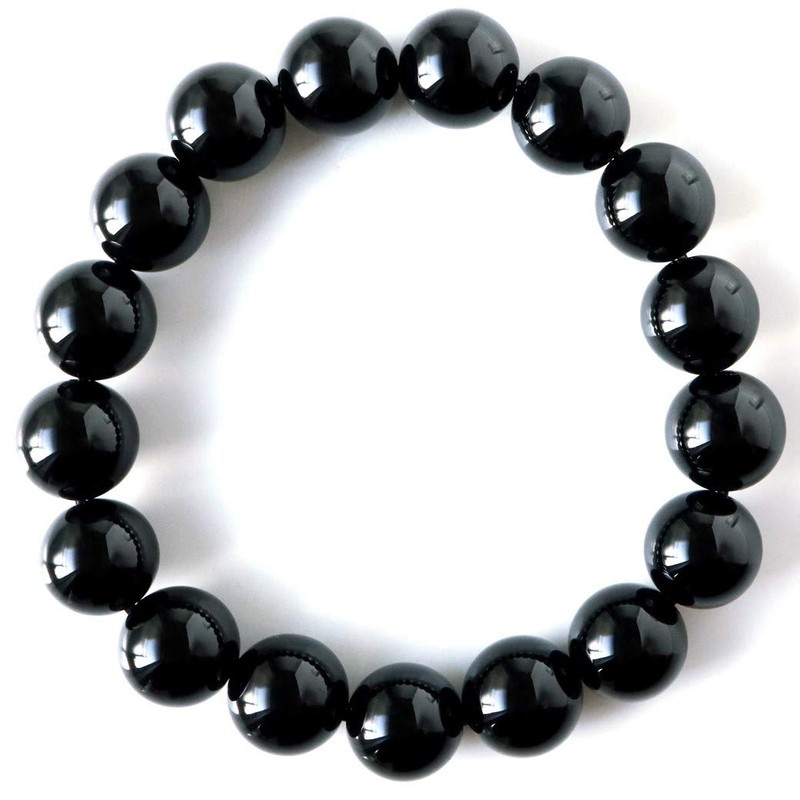Mens Womens Onyx Bracelet Black Agate Natural Stone Power Stone