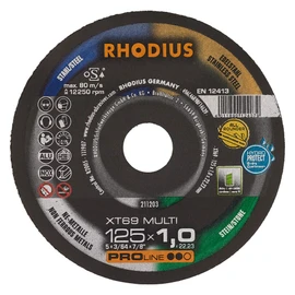 Extra Thin Cutting Disc XT69 Multi Box Diameter 125 x 1.0 x 22.23 mm Shape 41