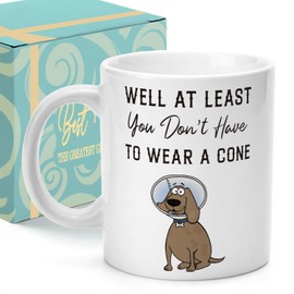 Funny Get Well Soon Gifts for Women Men, After Surgery Recovery Encouragement Gift for Friends, Humor Sympathy Mugs Gifts for Him, Feel Better for Sick Man - Well At Least You Dont Have to Wear A Cone