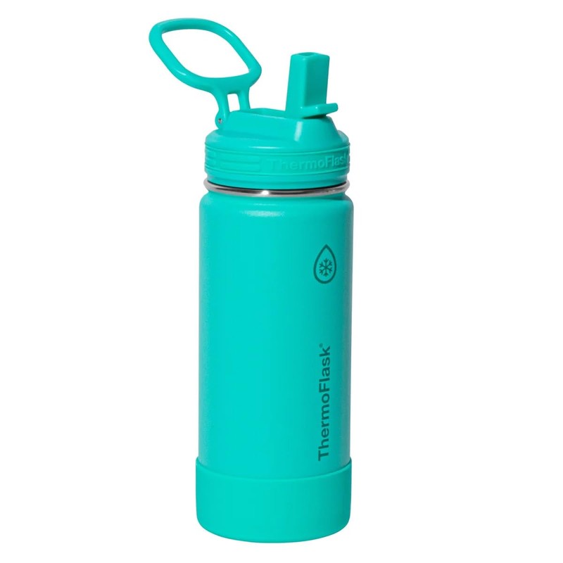 ThermoFlask Stainless Steel Kids Water Bottles, 474mL, 2 Count (Green/Pink)