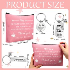 Bucherry 12 Pcs Thank You Gifts 6 Appreciation Keychain and 6 Makeup Bag Travel Cosmetic
