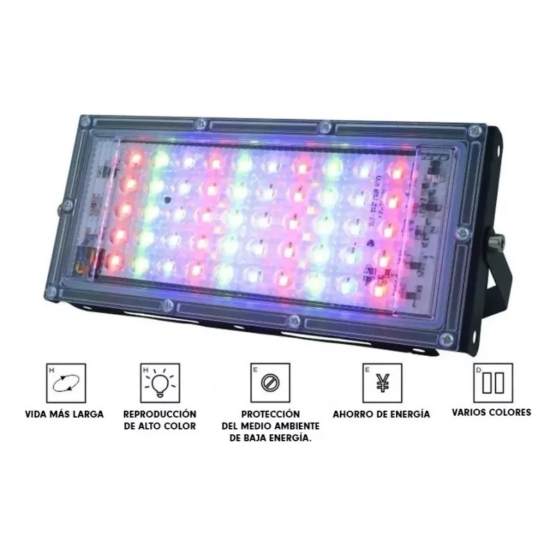 Naymon 10pz Reflector Lampara Led Rgb Iluminacion Color 30w