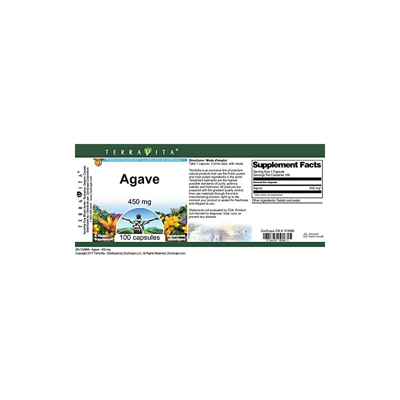 Agave - 450 mg (100 Capsules, ZIN: 518886) - 3