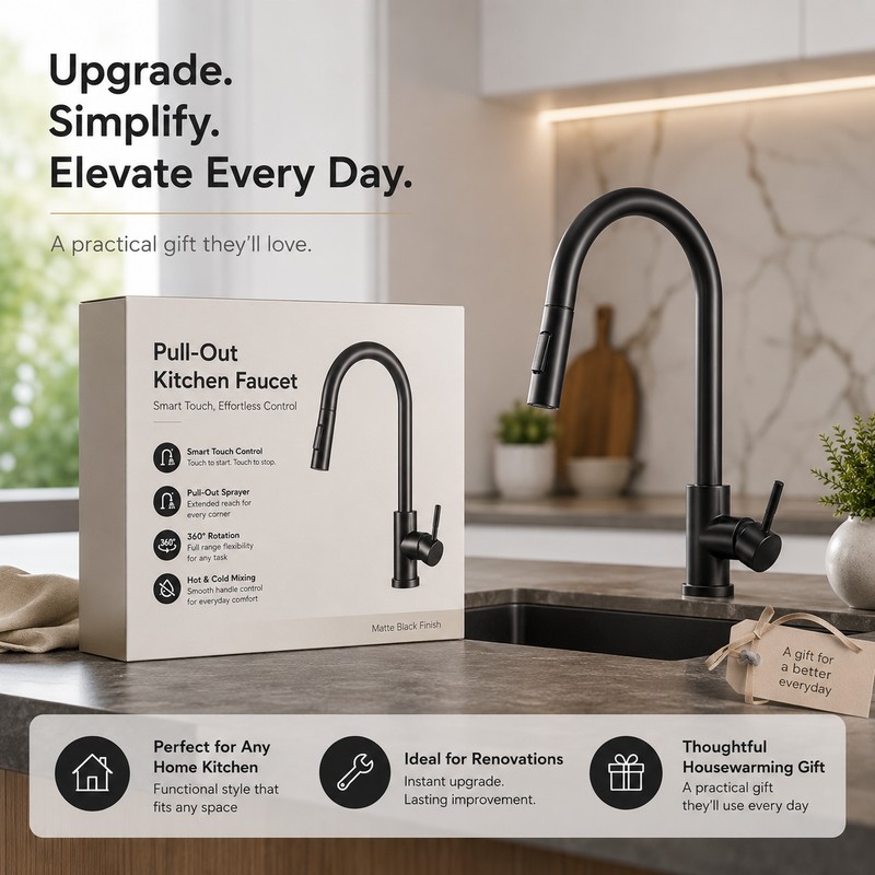 Touch Kitchen Faucet for Sink – Pull-Out Sprayer with 360°