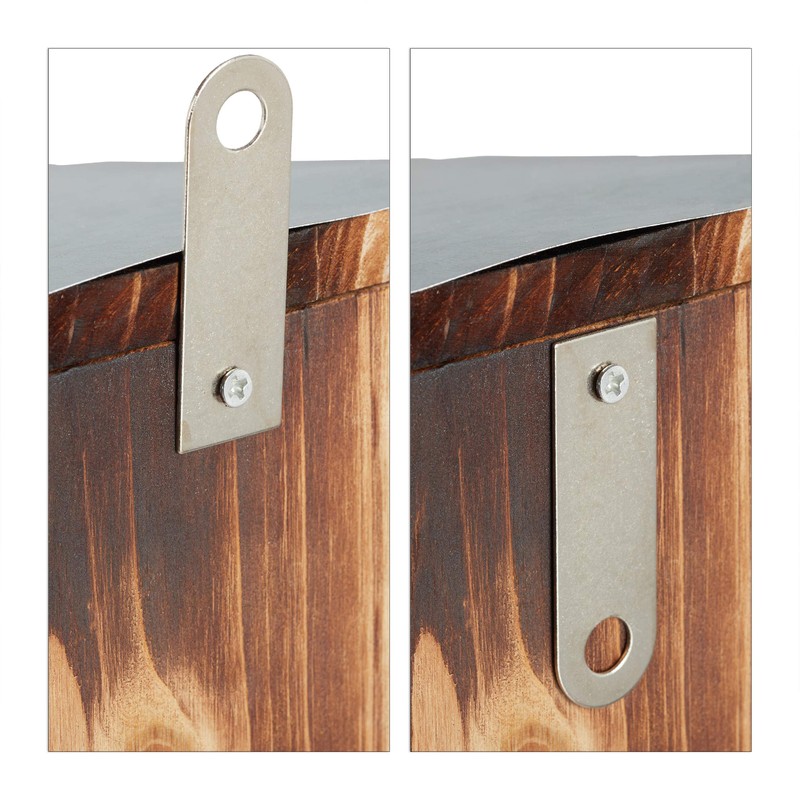Relaxdays Squirrel Feeder, Wooden House, Weatherproof Metal Roof, Hanging, Garden