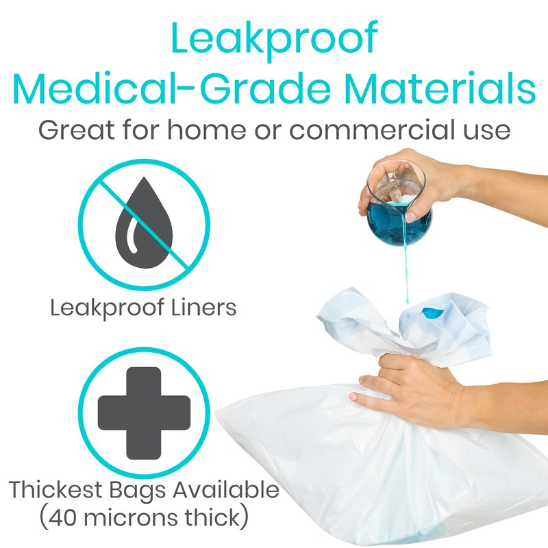 Vive Commode Liners for Bedside Toilet Chair Bucket, Bedpan (100