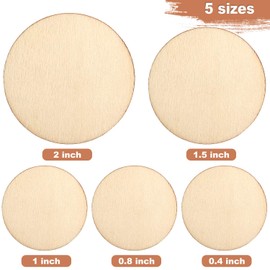 450 Pieces Unfinished Wood Slices Round Wooden Disc Circles Wood Cutouts Ornaments for Craft and Decoration, 5 Sizes