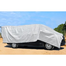 Aluminum-Shade Cloth 10x20',Reflective 80% Aluminum Shade Cloth-for Car Garden,Outdoor Pergola,Lawn.Aluminum Sunblock Neting with Edges and Holes,Silver Heat Reflective Tarp