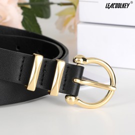 3 Pack Women's Leather Belt for Jeans Pants Ladies Fashion Gold Silver Buckle Waist Belt for Dress