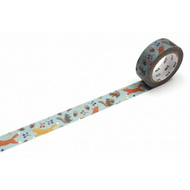 MT ex 'Embroidery Fox and Squirrel' Washi - Cinta adhesiva (15 mm x 7 m, 1 rollo)