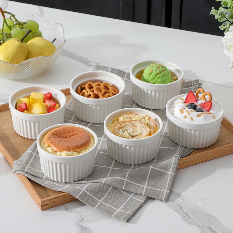 MALACASA Ramekins 8 oz Oven Safe, Porcelain Creme Brulee Ramekins
