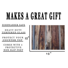 Rogue River Tactical Blue Wood Grain Kitchen Glass Cutting Board Decorative Gift Country Fence Design