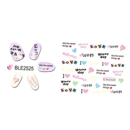 Ipetboom 15 Pcs Fashionable Nail Art Stickers Easy Peel Stick Nail Decals Heart Pattern Kit