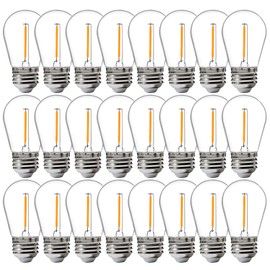 FLSNT 24 Pack LED S14 Replacement Light Bulbs, Shatterproof Waterproof 1W Outdoor String Light Bulbs, E26 Regular Base, 2200K Warm White, CRI80, Non-Dimmable