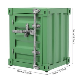 Giciashop Industrial Style End Table, Creative Vintage Container Design Cabinet with Combination Lock, Iron Bedside Table for Bar, Home (Green)