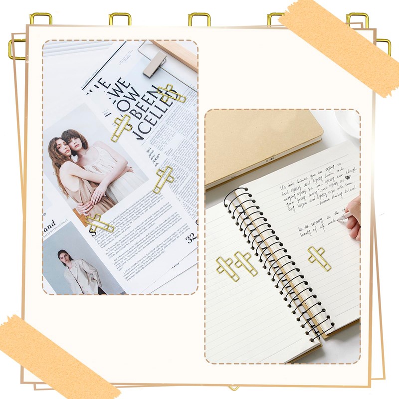 50 PCS Gold Cross Bible Paper Clips - Dual-Purpose Journaling