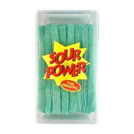 Sour Power Premium Green Apple Candy Belts – The Original Sour Candy Since 1985 – 2.5 lb Resealable Bulk Tub – Vegan, Non-GMO, Gelatin Free – Soft, Chewy, Peelable, Sweet & Tart Retro Treats