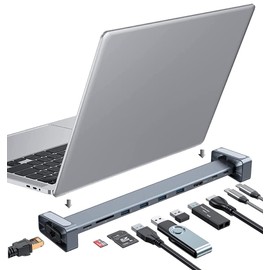 TEZILON 9 in 1 USB C Docking Station Laptop Stand Hub PD 100W Fast Charge / 4K HDMI Port / 1Gbps Ethernet Lan Port / USB 3.0 Port / Card Slot