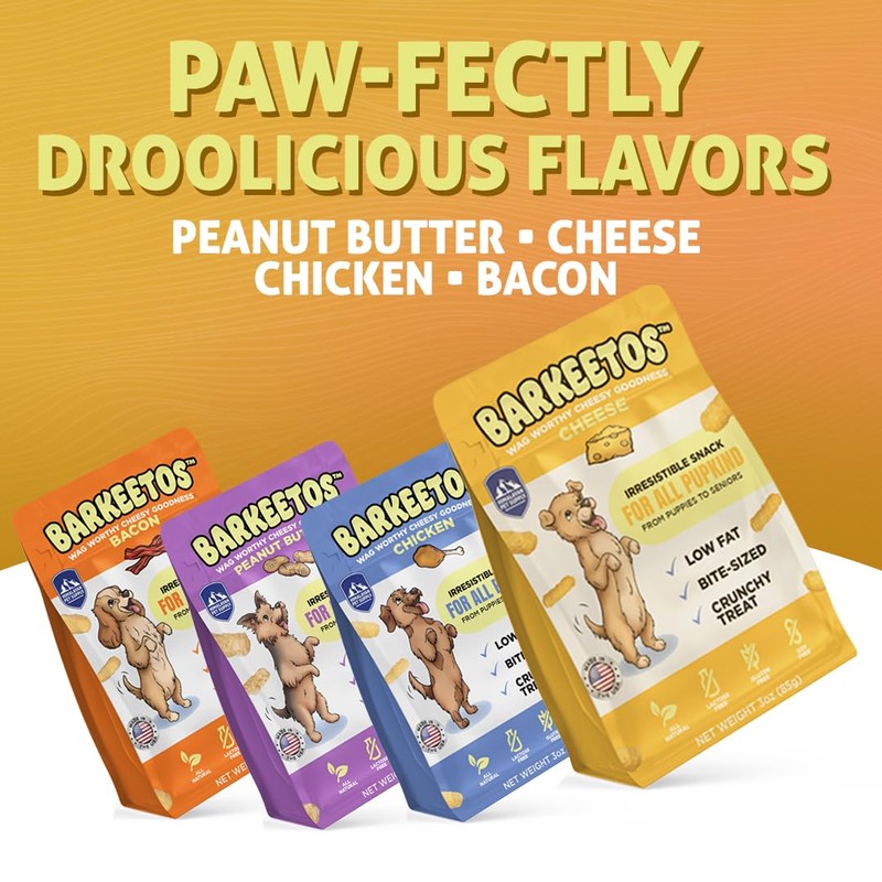 Barkeetos Dog Treats Variety Pack – Peanut Butter, Bacon, Cheese