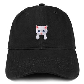 Trendy Apparel Shop White Persian Cat Kitten Patch Low Profile Soft Cotton Baseball Cap - Black