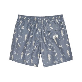 SURF CUZ Mens Swim Trunks Quick Dry Swim Shorts 7" Bathing Suit Swimming Trunks Pockets Beach Board Shorts Mesh Lining Swimwear Black Palm Tree Small