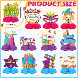 Eersida 12 Pcs Purim Honeycomb Centerpieces Happy Purim Table Decorations Purim Party Centerpieces for Purim Party