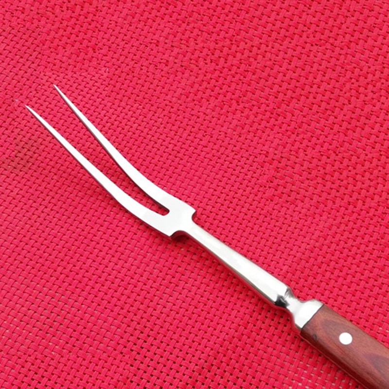 Barbecue Fork with Wooden Handle Stainless Steel Multifunction Nonstick Barbecue