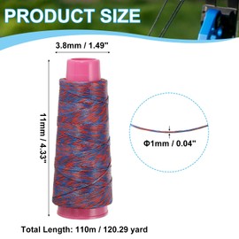 sourcing map Archery Recurve Bow String Serving Thread 120 Yard / 110 m Nylon Bowstring for Recurve Bow Compound Tying Peep Sight Nock Point (Blue/Red)