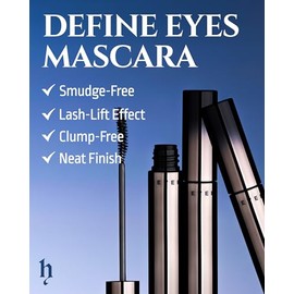 HEVVYMAKEUP Define Eyes Mascara Black Long & Lash - Lash Extension Lengthening, Defining - Feathery Soft, No Smudging, No Clumping - Korean Eye Makeup
