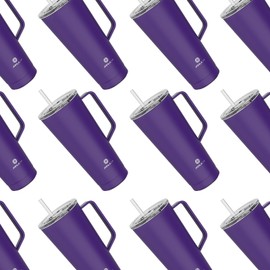 JIVILILM 32 OZ 2 in 1 Stainless Steel Insulated Snack Tumbler With Handle, 2 Lids, Straw for Water, Coffee, Snack (Modena, 32 OZ)