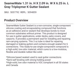amerimax Pro Grade Triploymer Gray Gutter Sealer Non Corrosive Encapsulating Compound