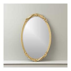 Best Home Fashion Oval Carved Mirror -Gold Finish Wood Frame - Wall Hanging - 28” Oval