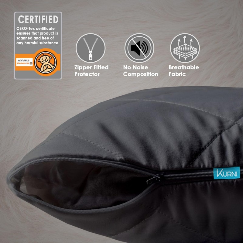 Pillow Protectors 4 Pack Cover Black, Anti Allergy Zipped Pillows