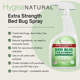 Hygea Natural Extra Strength Bed Bug & Lice Elimination Kit - Includes Extra Strength 24 oz Lice & Bed Bug Spray, 32 oz Lice & Bed Bug Laundry Additive, & 3 oz Bed Bug Travel Spray